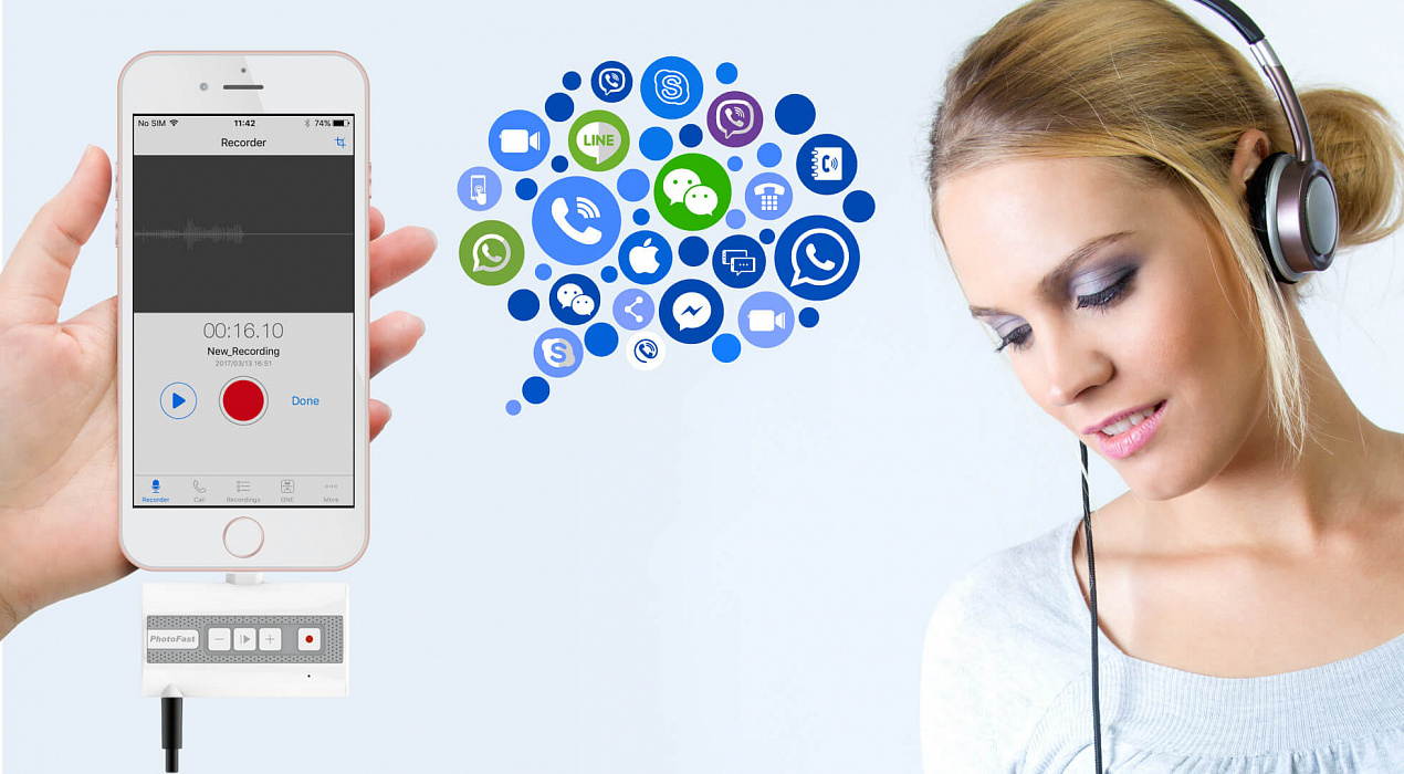 Рекордер PhotoFast Call Recorder для iOS-устройств (White) купить в интернет-магазине icover