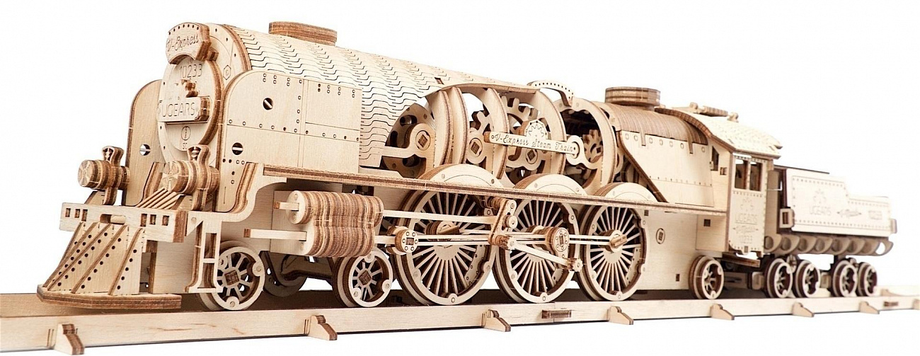 Сборная модель UGEARS Локомотив c тендером V-Экспресс (70058) купить в интернет-магазине icover