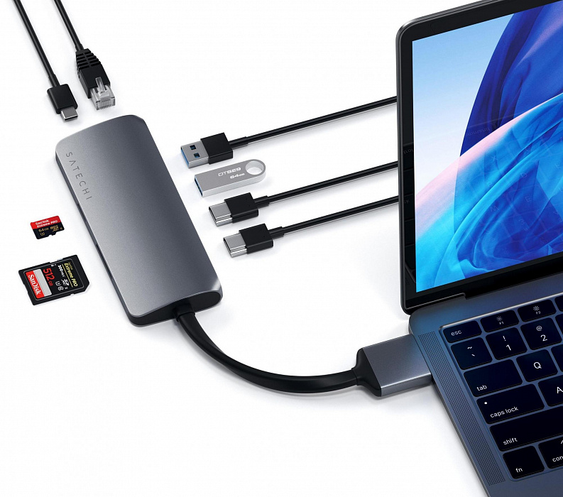 Адаптер Satechi Type-C Dual Multimedia Adapter ST-TCDMMAM (Space Grey) купить в интернет-магазине icover