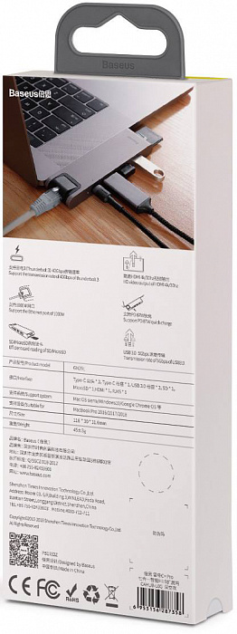 USB-концентратор Baseus Thunderbolt C+Pro (CAHUB-L0G) для MacBook Pro (Deep Grey) купить в интернет-магазине icover