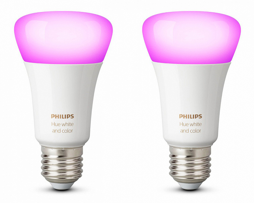 Умные светодиодные лампы Philips Hue White and Color Ambiance Bluetooth E27 2 шт (8718699673284) купить в интернет-магазине icover