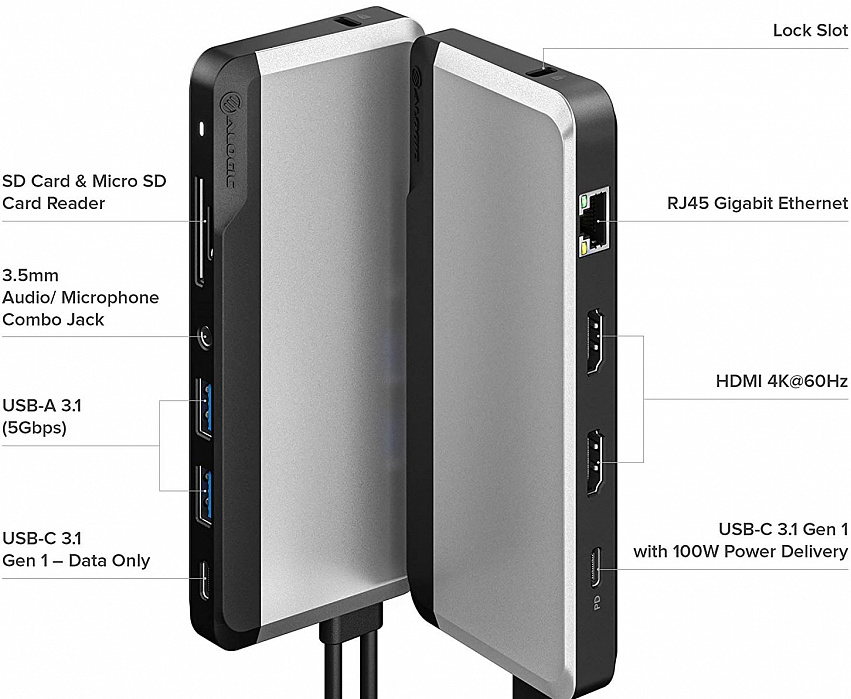 Хаб Alogic USB-C Super Dock 10-in-1 U2CSH-SGR (Space Grey) купить в интернет-магазине icover