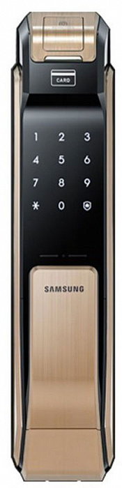 Биометрический дверной замок с ручкой Samsung SHS-P718 XBG/EN (Gold) купить в интернет-магазине icover