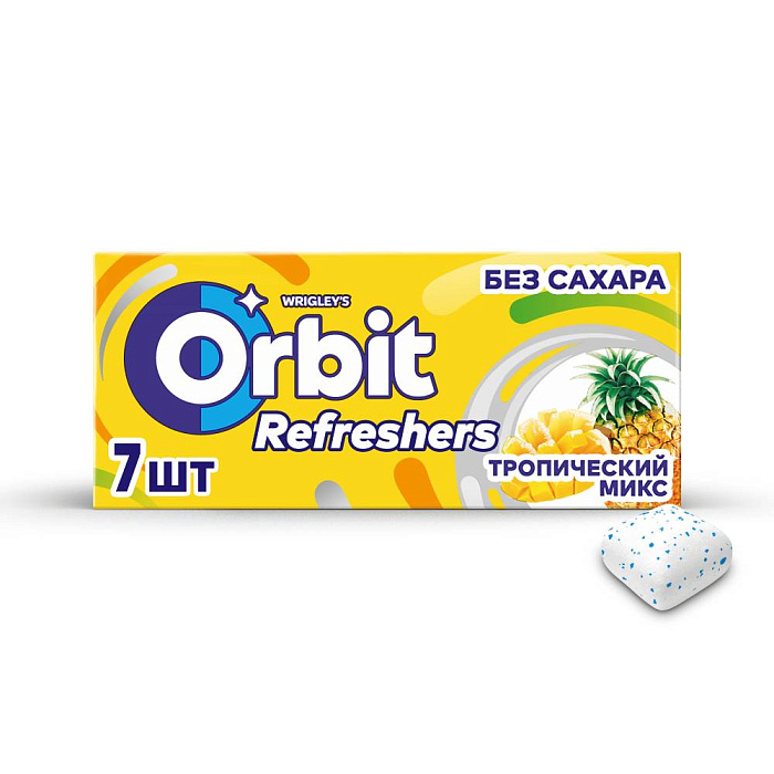 Жевательная резинка Orbit Refreshers освежающие кубики тропический вкус, без сахара, 16 г х 12 шт. купить в интернет-магазине icover