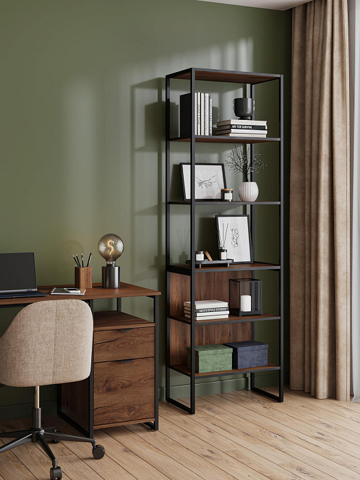 Стеллаж лофт RIDBERG DENVER модуль 3 (Dark Oak/Black) купить в интернет-магазине icover