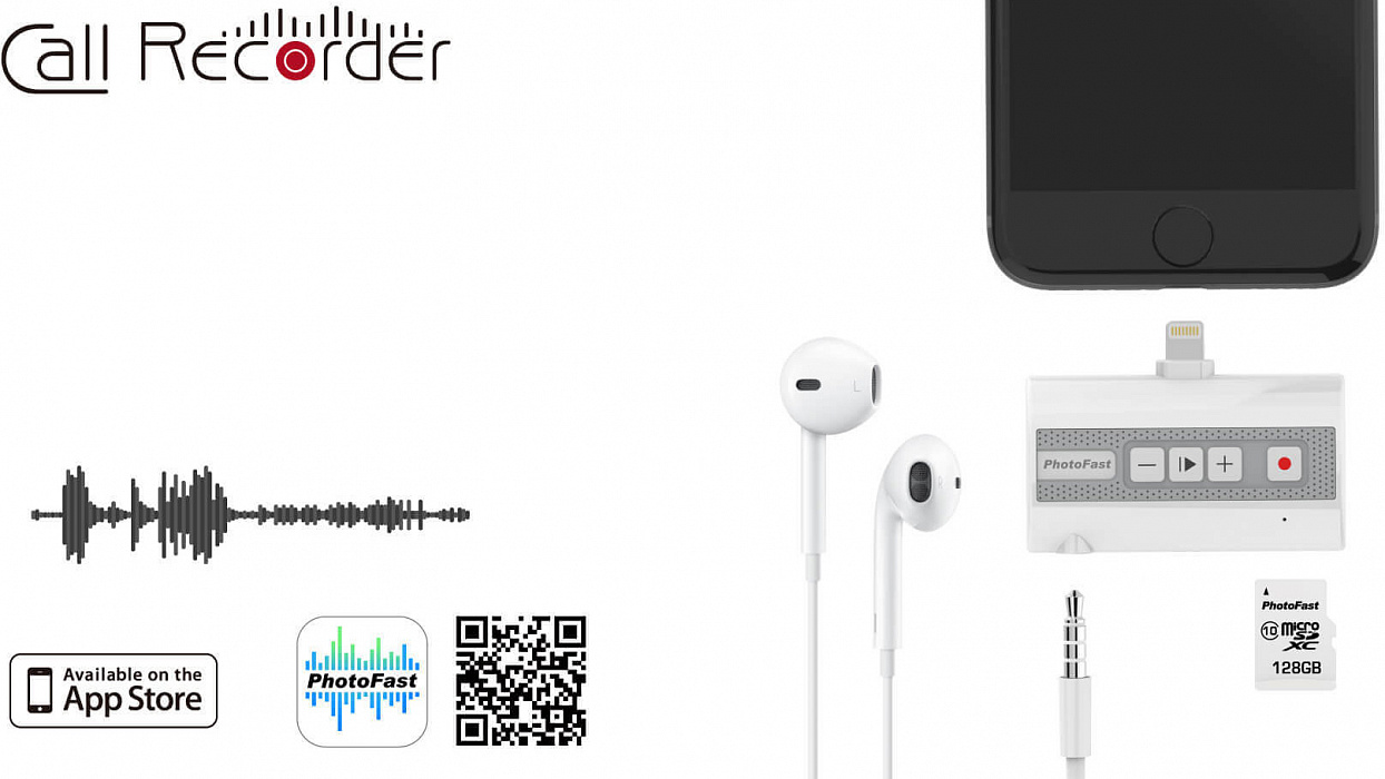 Рекордер PhotoFast Call Recorder для iOS-устройств (White) купить в интернет-магазине icover