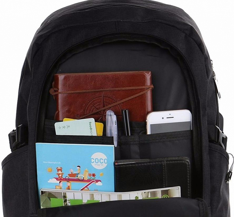Mancro Business Water Resistant Backpack  - рюкзак для ноутбука 17" с USB-портом  (Black) купить в интернет-магазине icover