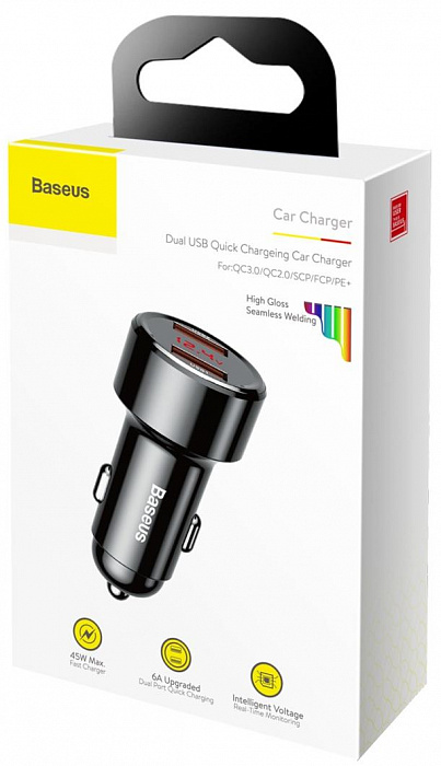 Автомобильное зарядное устройство Baseus Magic Series CCMLC20A-01 (Black) купить в интернет-магазине icover