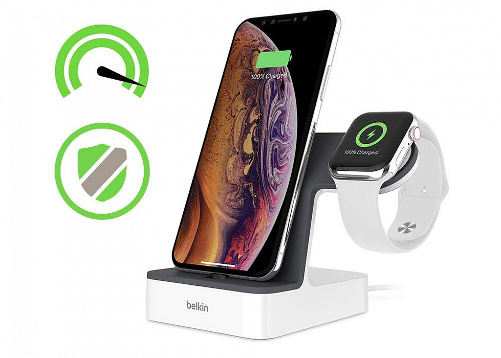 Зарядная станция Belkin PowerHouse (F8J237vfWHT) для iPhone и Apple Watch (White) купить в интернет-магазине icover