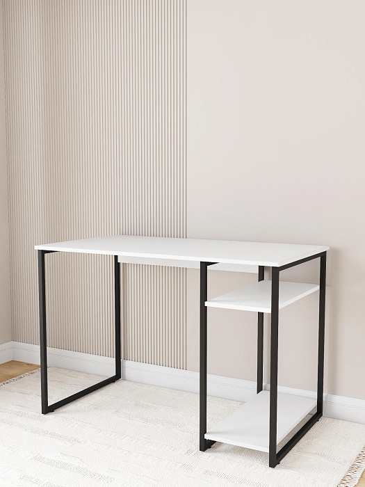 Стол письменный с полкой для ПК RIDBERG GILBERT (White/Black) купить в интернет-магазине icover