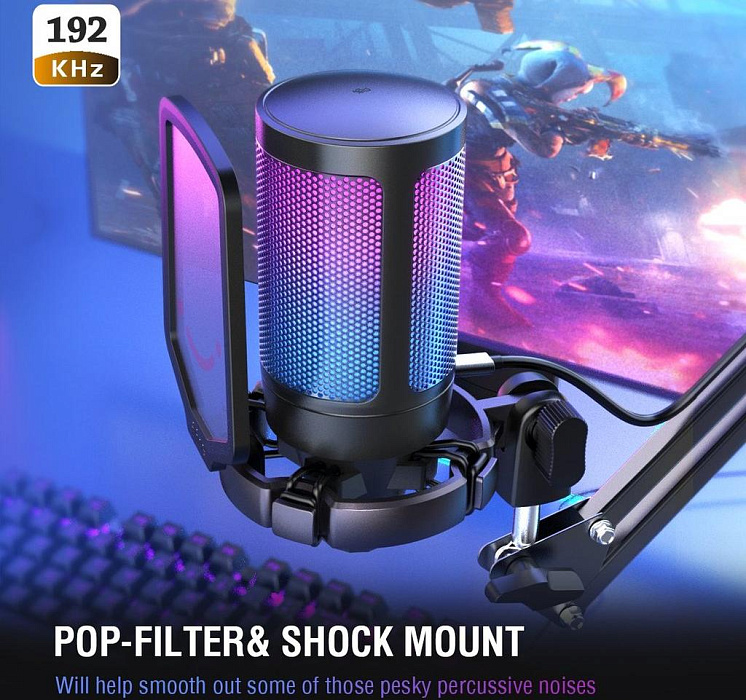 Конденсаторный USB-микрофон со стойкой Fifine AmpliGame A6T (Black) купить в интернет-магазине icover