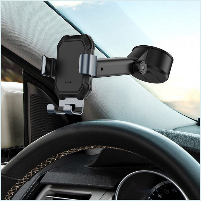 Автомобильный держатель Baseus Tank gravity car mount holder with suction base (Tarnish Black) купить в интернет-магазине icover