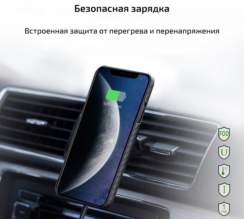 Автомобильный держатель Pitaka MagEZ Mount Qi Combo (CMS003QCP) с беспроводной зарядкой (Black) купить в интернет-магазине icover