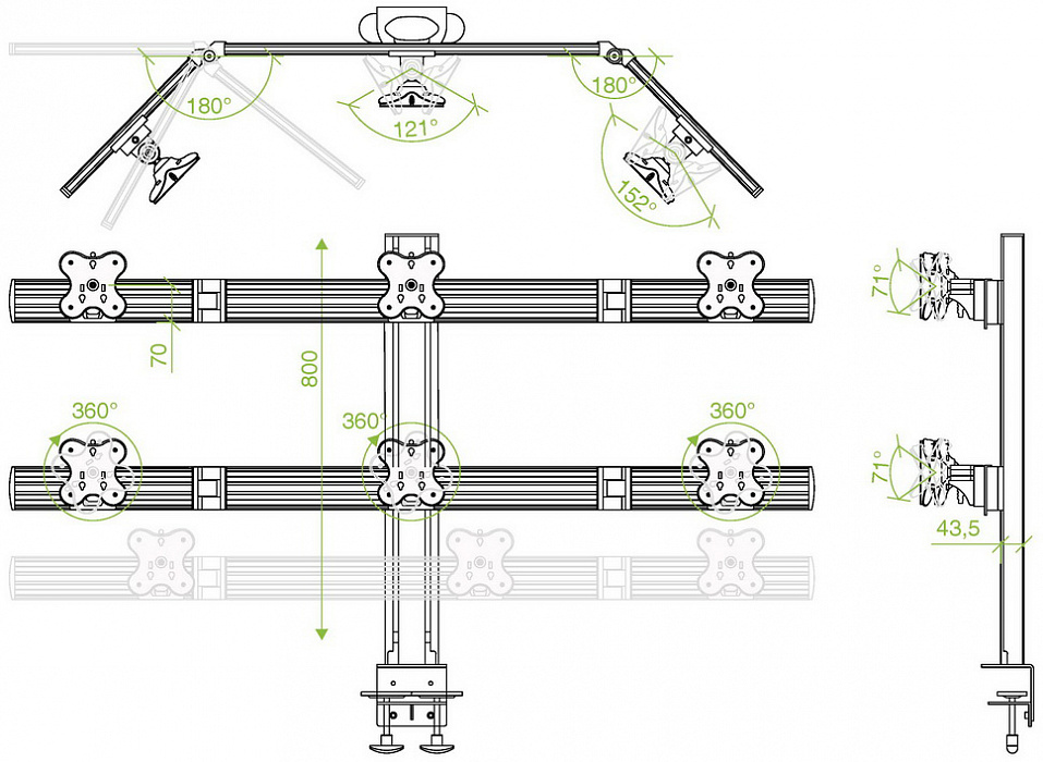 Кронштейн ErgoFount RSS-600WC для 6 мониторов 24" (Steel) купить в интернет-магазине icover