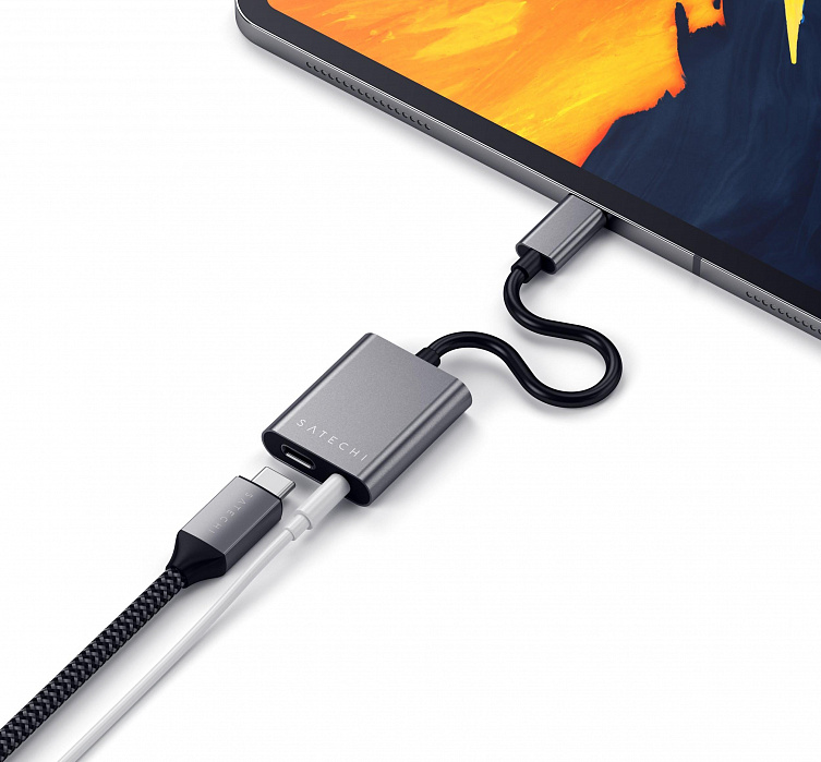 Переходник Satechi (ST-TCACAM) USB-C to USB-C/Mini-Jack (Space Grey) купить в интернет-магазине icover