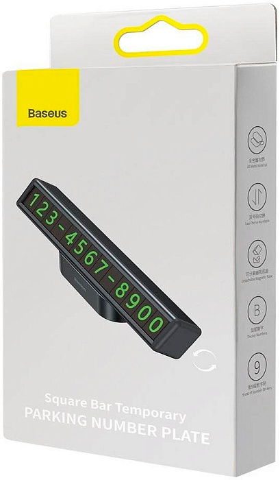 Парковочная карта Baseus Square Bar Temporary Parking Number Plate (Black) купить в интернет-магазине icover