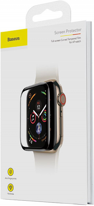 Защитное стекло Baseus Full-screen Curved Tempered Film (SGAPWA4-A01) для Apple Watch series 4 40mm (Black) купить в интернет-магазине icover