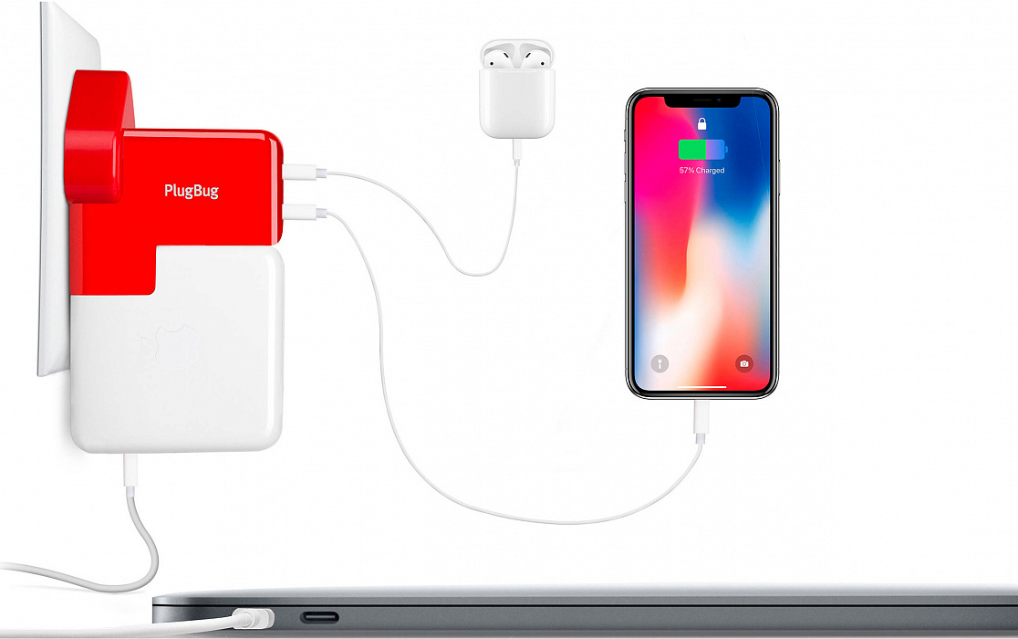 Сетевое зарядное устройство Twelve South PlugBug Duo (12-1706) для MacBook (Red) купить в интернет-магазине icover
