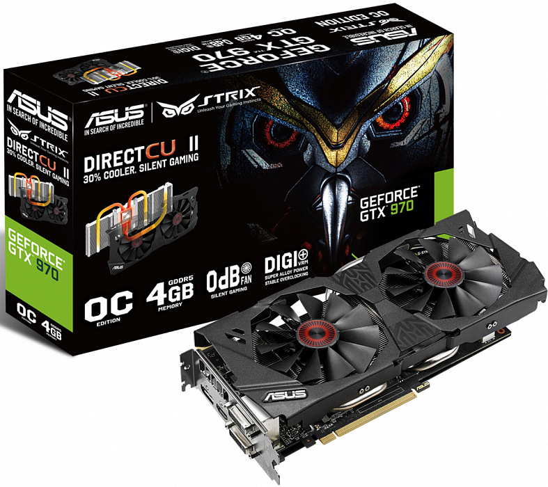 Видеокарта Asus GeForce GTX 970 STRIX 4Gb 256bit (STRIX-GTX970-DC2-4GD5) купить в интернет-магазине icover