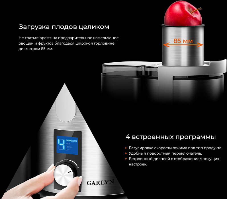 Соковыжималка Garlyn J-500 (Grey) купить в интернет-магазине icover