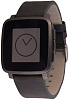 Pebble Time Steel with Leather Band - умные часы (Black) купить в интернет-магазине icover