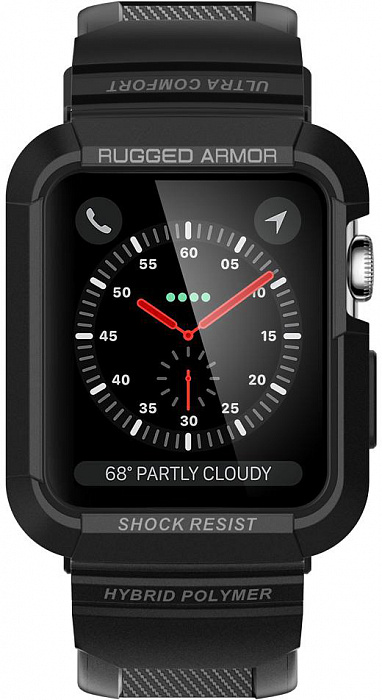 Чехол с ремешком Spigen Rugged Armor Pro для Apple Watch series 7/SE/6/5/4 45mm/44mm (Black) купить в интернет-магазине icover