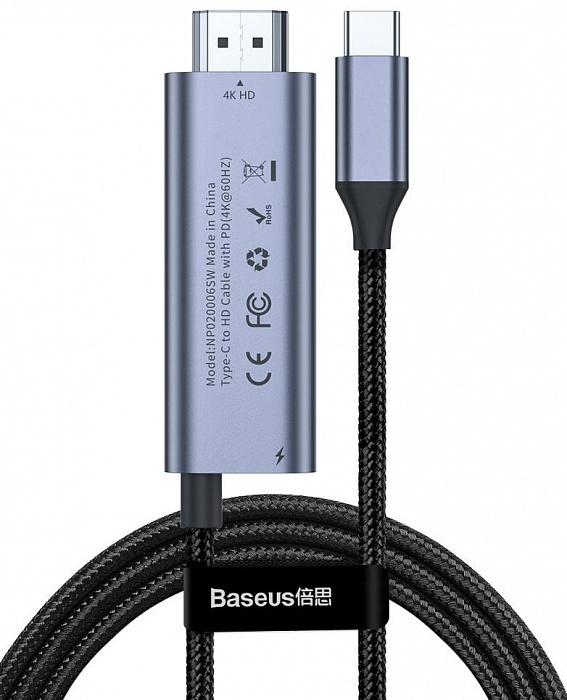 Кабель Baseus C-Video (CATCY-D0G) USB-C to HDMI 1.8m (Dark Grey) купить в интернет-магазине icover