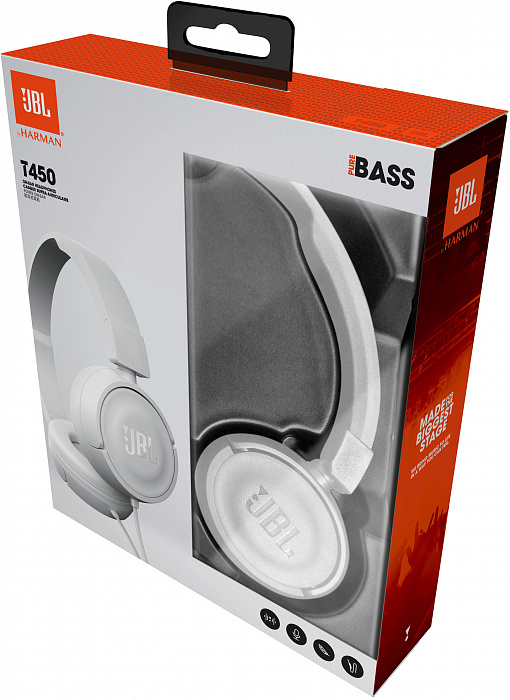 Накладные наушники с микрофоном JBL T450 JBLT450WHT (White) купить в интернет-магазине icover