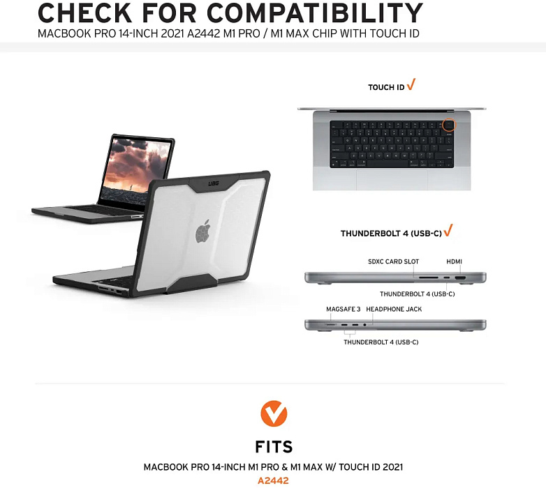 Чехол UAG DOT (134002114343) для MacBook Pro 14'' (M1 PRO / M1 MAX) (2021) (Ice) купить в интернет-магазине icover