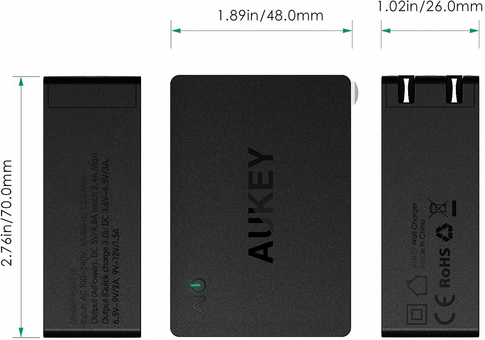 Сетевое зарядное устройство Aukey PA-T14 (Black) купить в интернет-магазине icover