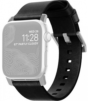 Ремешок Nomad Modern Strap (NM1A3RSM00) для Apple Watch Series SE/6/2/3/4 38/40 mm (Black/Silver)