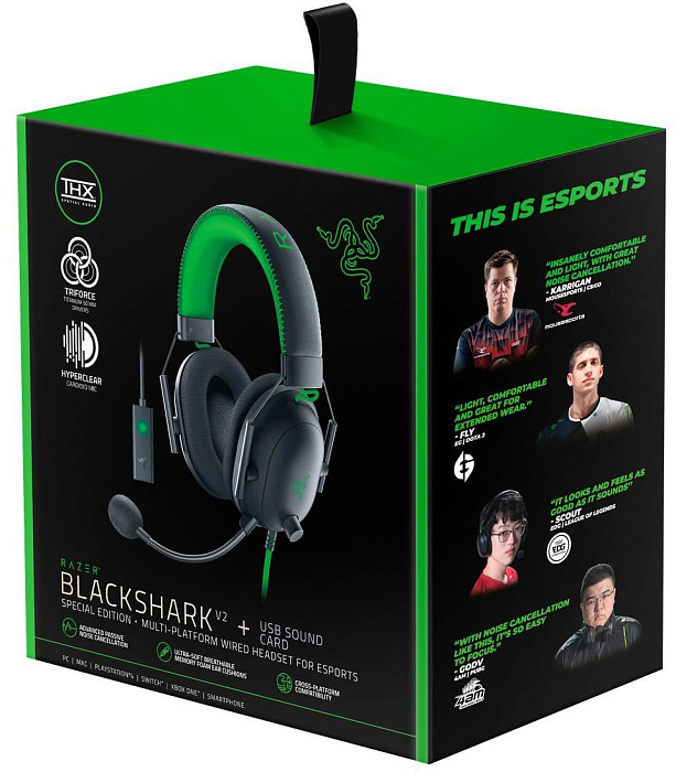 Игровая гарнитура Razer BlackShark V2 Special Edition RZ04-03230200-R3M1 (Black/Green) купить в интернет-магазине icover