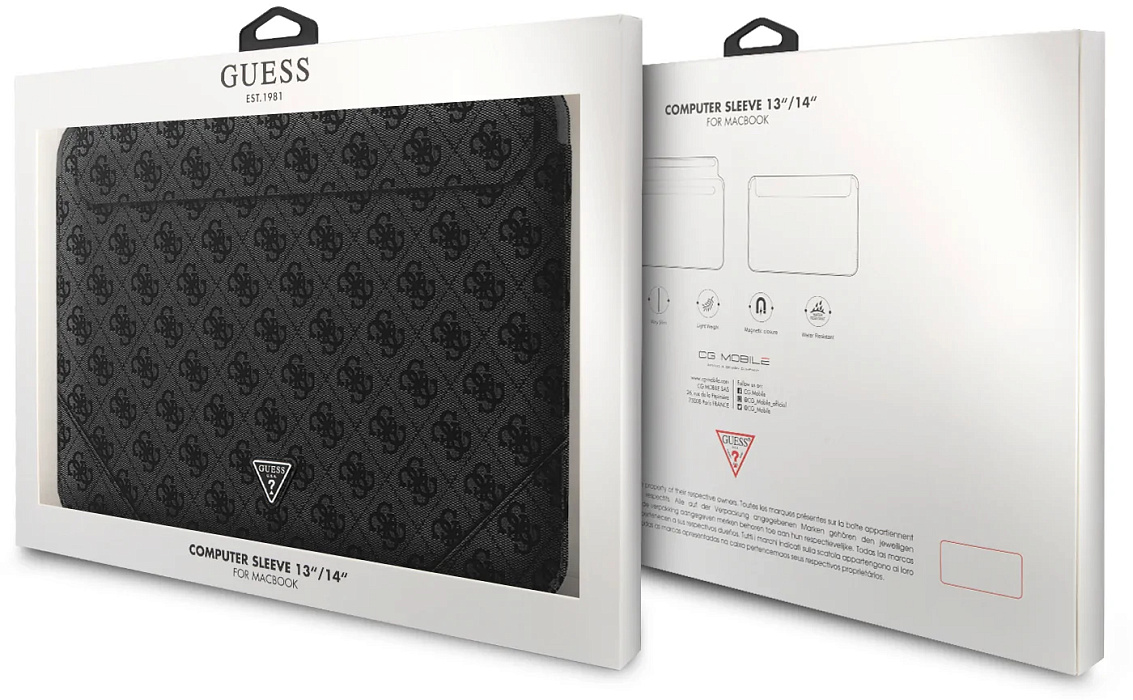 Чехол Guess 4G Sleeve with Triangle metal logo (GUCS14P4TK) для ноутбуков 14" (Black) купить в интернет-магазине icover