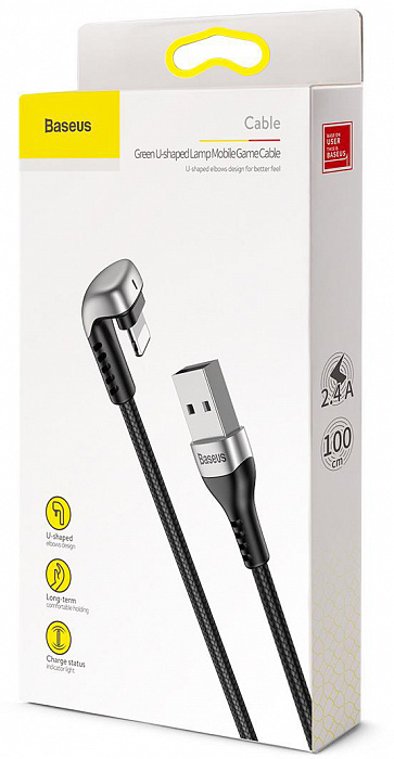 Кабель для iPhone Baseus Green U-shaped Lamp Mobile Game (CALUX-A01) USB-A to Lightning 1m (Black) купить в интернет-магазине icover