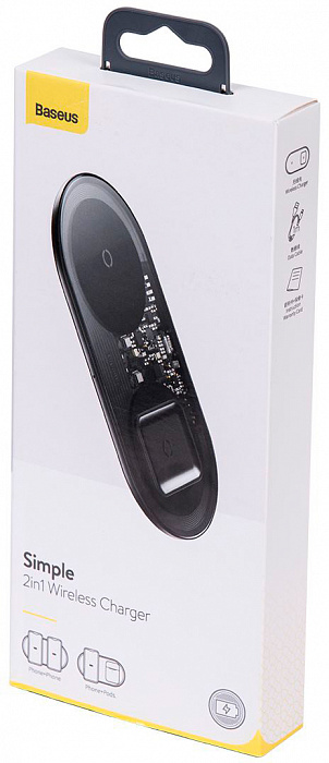 Беспроводное зарядное устройство Baseus Simple 2in1 WXJK-A01 (Clear Black) купить в интернет-магазине icover
