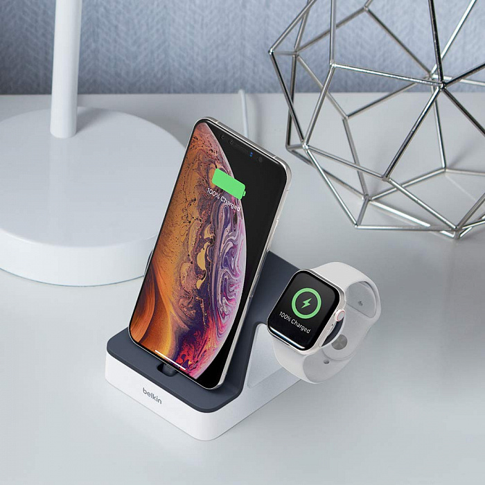 Зарядная станция Belkin PowerHouse (F8J237vfWHT) для iPhone и Apple Watch (White) купить в интернет-магазине icover