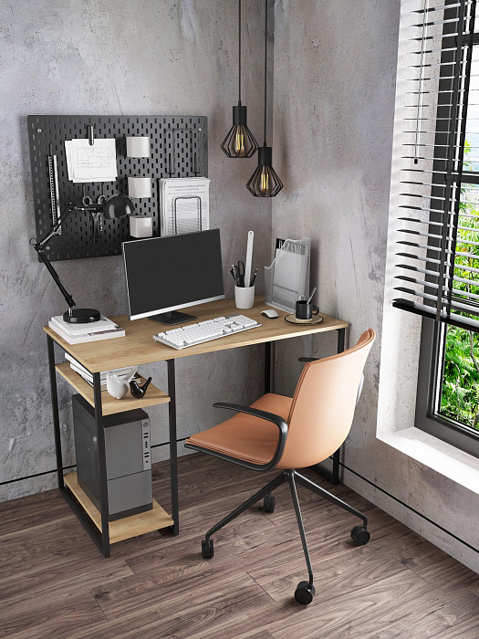 Стол письменный с полкой для ПК RIDBERG GILBERT (Oak/Black) купить в интернет-магазине icover