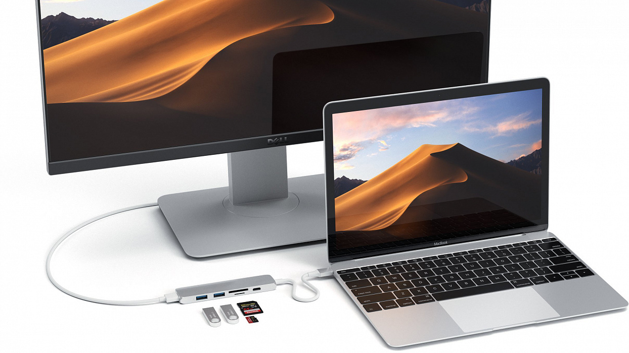 USB-концентратор Satechi Slim Multi-Port V2 (ST-SCMA2S) Type-C 4K (Silver) купить в интернет-магазине icover