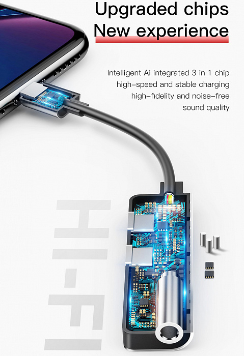 Переходник для iPod, iPhone, iPad Baseus 3-in-1 L52 Lightning-3.5mm/2xLightning CALL52-S1 (Silver) купить в интернет-магазине icover