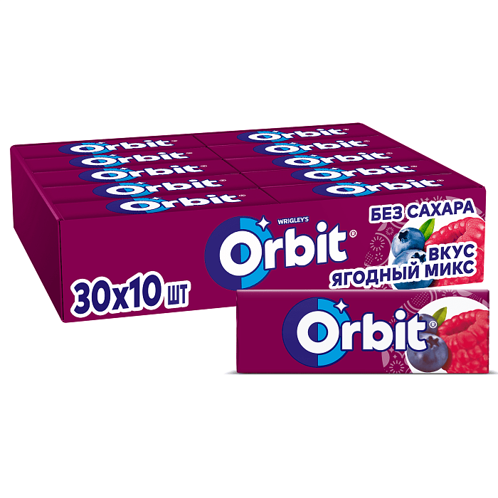 Жевательная резинка Orbit Ягодный микс, без сахара, 30 пачек по 13,6 г купить в интернет-магазине icover