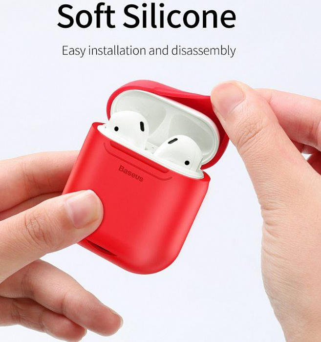 Комплект Apple AirPods + Baseus Wireless Charger Case (White/Red) купить в интернет-магазине icover