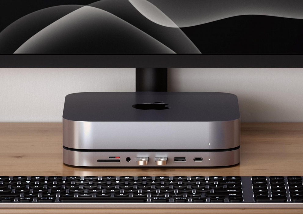 Хаб Satechi Type-C Aluminium Stand & Hub (ST-ABHFM) для Mac Mini 2018 (Space Grey) купить в интернет-магазине icover