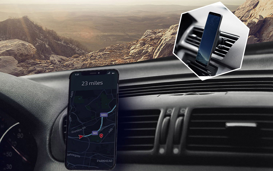 Автомобильный держатель Pitaka MagMount Qi Pro Vent USB-C (Black) купить в интернет-магазине icover