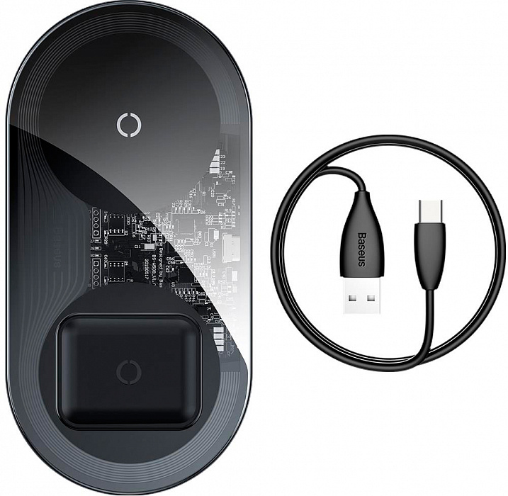 Беспроводное зарядное устройство Baseus Simple 2in1 WXJK-A01 (Clear Black) купить в интернет-магазине icover