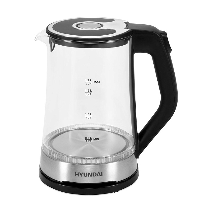 Чайник электрический Hyundai HYK-G3401 1.7 л 2200 Вт (Black/Silver) купить в интернет-магазине icover