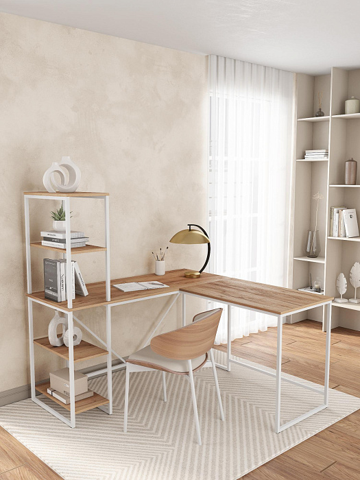 Стол письменный угловой лофт RIDBERG ФЛОРИДА (Oak/White) купить в интернет-магазине icover