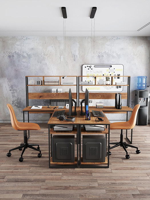 Стол компьютерный угловой лофт Ridberg ALASKA (Dark Oak/Black) купить в интернет-магазине icover