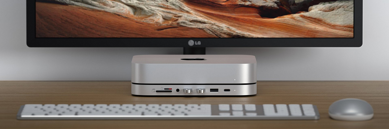 Док-станция Satechi Stand & Hub (ST-MMSHS) для Mac Mini M1 2020 (Silver) купить в интернет-магазине icover