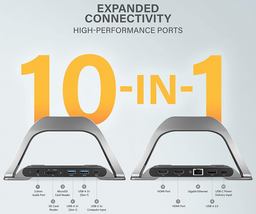 Хаб Alogic Bolt Plus 10 in 1 Docking Station ALDHDLR (Space Grey) купить в интернет-магазине icover