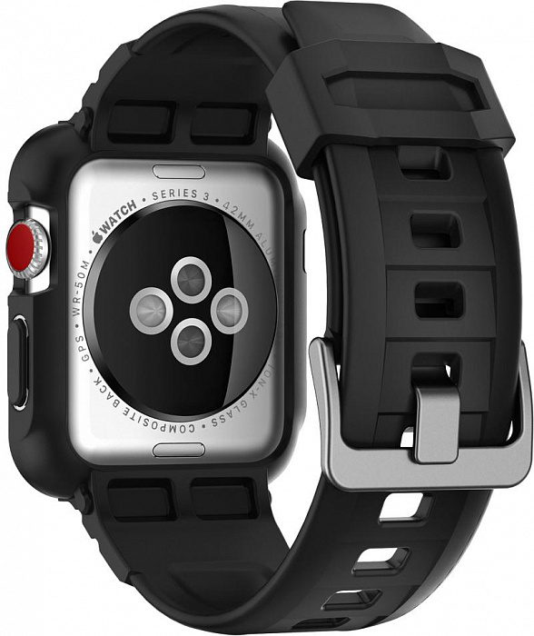 Чехол с ремешком Spigen Rugged Armor Pro для Apple Watch series 7/SE/6/5/4 45mm/44mm (Black) купить в интернет-магазине icover